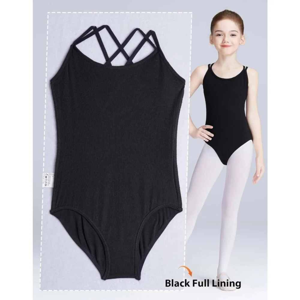 NEW Daydance Lined Black Dance Ballet Strappy Leotard Sz 6/7